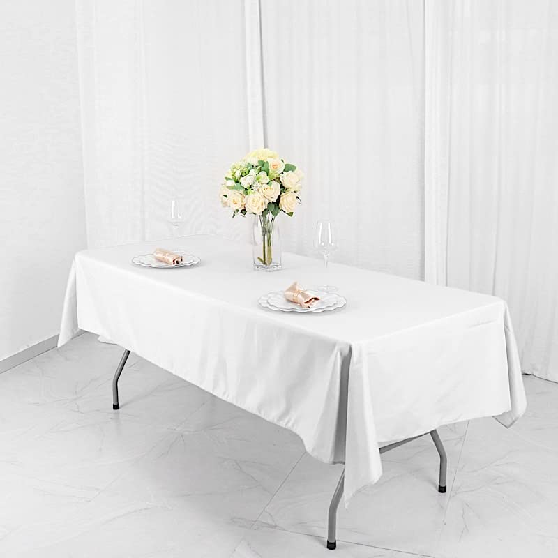 Balsacircle 54X96-Inch White Rectangle Polyester Tablecloth Table Cover Linens For Wedding Party Events Kitchen Dining